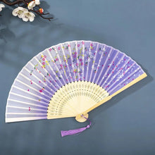 Load image into Gallery viewer, Hand Fan Foldable Silk Fan Noodles Bamboo Fan Bones Halloween Cosplay Prop Christmas Wedding Decoration Party Gifts Art Crafts