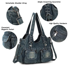 Load image into Gallery viewer, iPinee Women's Denim Bag Y2K Vintage Blue Jean Purse and Handbags Crossbody Shoulder Wallet Large Capacity