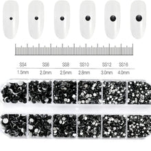 Load image into Gallery viewer, 2400+ Shiny Clear Crystal Nail Rhinestones - Mixed Sizes & Shapes Flatback Gems