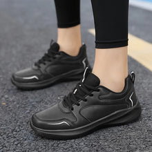Load image into Gallery viewer, Women Running Shoes PU Leather Lace-up Men Warm Light Walking Sneaker Fitness Sport Flats Comfortable Black Size 35-44 Loafers