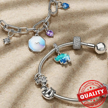 Load image into Gallery viewer, Sparkling Star Mini Dangle Charm - 925 Sterling Silver Green Heart Charm for Me Bracelet, Zircon & Crystal Accent, Customizable Girl Party Jewelry