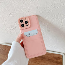 Load image into Gallery viewer, Luxury Leather Square Silicone Wallet Card Holder Phone Case For iPhone 13 12 11 14 Pro Max XS XR X Shockproof Cover Luxury Shockproof Phone Case