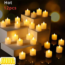 Load image into Gallery viewer, 1/6/12Pcs Flameless LED Tea Light Candles – Battery-Powered, Safe, and Reusable for Weddings, Parties, and Home Décor