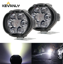 Load image into Gallery viewer, 2PCS 6 LED Motorcycle Headlight Waterproof Scooters Spotlight Car Auxiliary Lamp Fog Bulb Work Lights white Universal 12v