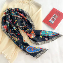 Load image into Gallery viewer, 90x90cm Square Silk-Feel Scarf – Luxury Women’s Shawl & Head Wrap