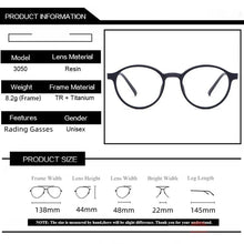 Load image into Gallery viewer, Ultralight Retro Round Glasses β TR90 Titanium Frame for Men & Women