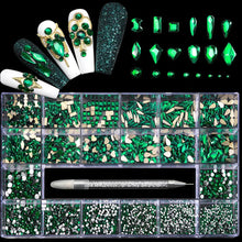 Load image into Gallery viewer, 21 Grid Nail Art Rhinestone Set - Multi-Style Flat Bottom Glass Diamonds