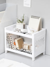 Load image into Gallery viewer, PP Desktop Double Layer Storage Rack – White Organizer for Desk