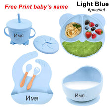Load image into Gallery viewer, Silicone Baby Feeding Plate Set with Suction Bowl