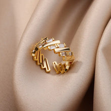 Load image into Gallery viewer, Fashion Hollow Initial Letter Heart Rings For Women Gold Color Stainless Steel A-Z Letter Ring Aesthetic Wedding Jewelry Gift