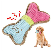 Load image into Gallery viewer, Dog Squeaky Toy - Plush Bone Chew Toy for Small & Medium Puppies