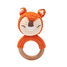 Load image into Gallery viewer, Baby Crochet Rattle Wooden Teether Toy BPA Free