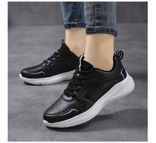 Load image into Gallery viewer, Women Running Shoes PU Leather Lace-up Men Warm Light Walking Sneaker Fitness Sport Flats Comfortable Black Size 35-44 Loafers