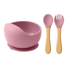 Load image into Gallery viewer, Mamaplan 3PCS Baby Silicone Feeding Set Suction Bowl Spoon Fork