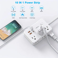 Load image into Gallery viewer, Ultra-Thin Surge Protector Power Strip — 6 Outlets + 4 USB Ports, 5ft Extension Cord | Flat Plug Wall Mount Adapter for Home & Office