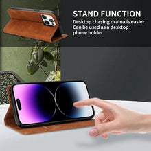 Load image into Gallery viewer, Wallet Skin Friendly Magnetic Flip With Card Slot Leather Case For iPhone 14 Pro Max 13 12 11 SE X XR XS Max Popular PU Leather Impact Resistant Built-In Magnet Card Holder Pockets Stand Function