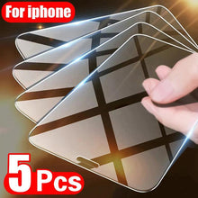 Load image into Gallery viewer, 5PCS Screen Protector for iPhone 14 11 12 13 Pro XR X XS Max Tempered Glass for iPhone 12 13 Pro Max Mini 11 7 8 6 6S Plus Glass Full Coverage Tempered Glass Screen Protector