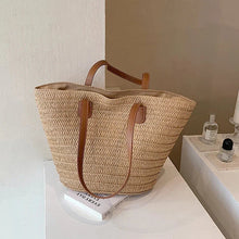 Load image into Gallery viewer, Women’s Straw Woven Shoulder Bag – Large Capacity Summer Beach Tote