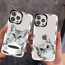 Load image into Gallery viewer, Cute Cat Phone Case for iPhone 11 12 13 Mini Pro Max 14 Pro Max Case shell Blank Printable Phone Case for Soft Rubber Cool Polish Phone Case