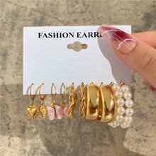 Load image into Gallery viewer, Gold Butterfly & Heart Dangle Earrings Set – Acrylic Drop Jewelry for Women