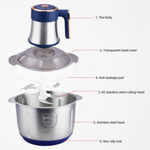 Load image into Gallery viewer, Electric Meat Grinders 5L Food Crusher 6S Stainless Steel Multifunctional Vegetable Slicer Processor Chopper Kitchen Appliances