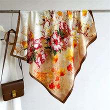 Load image into Gallery viewer, 90x90cm Square Silk-Feel Scarf – Luxury Women’s Shawl & Head Wrap