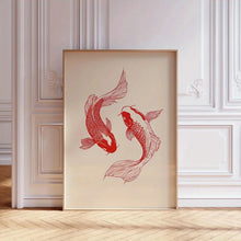 Load image into Gallery viewer, Japanese Red Koi Fish Canvas Wall Art Minimalist Poster
