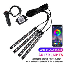 Load image into Gallery viewer, Neon LED Car Interior Ambient Light Kit β RGB Foot Strip Lighting with APP & Remote Control, Music Sync Car Decor Lamp