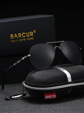 Load image into Gallery viewer, BARCUR Sunglasses Retro Chic Men Fashion Oversized Pilot Style Sunglasses with Mirrored TAC Lenses Durable Stainless Steel Frame for Hiking Outdoor Sports and Sun Protection for Summer