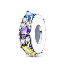 Load image into Gallery viewer, 100% 925 Sterling Silver Rainbow Zircon Butterfly Dragon Silicone Stopper Charms - Colorful Beads for DIY Bracelets, Customizable Jewelry for All Occasions