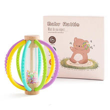 Load image into Gallery viewer, Wooden Rain Drum Baby Rattle Silicone Teether Toy
