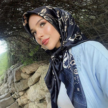 Load image into Gallery viewer, Satin Square Scarf β Elegant 2025 Print Hijab, Shawl & Hair Wrap