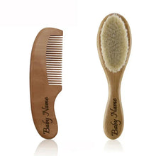 Load image into Gallery viewer, Personalized Wooden Baby Brush – Custom Name Wool Comb for Kids