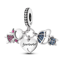 Load image into Gallery viewer, 925 Sterling Silver Pink Butterfly & Luminous Firefly Charm – Dangle Bead for Bracelet or Necklace | Elegant DIY Jewelry Gift for Women