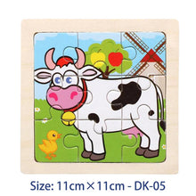 Load image into Gallery viewer, 11cm/4.33in Kids Wooden Jigsaw Puzzle Games Cartoon Animal Vehicle Pattern Children Montessori Educational Toys