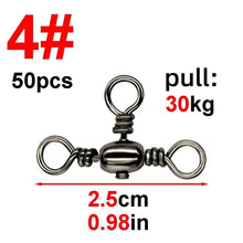 Load image into Gallery viewer, 50PCS/Bag Fishing Accessories Black Nickel Plating Three-Prong Connector T-Swivel Sub-Line Splitter Outdoor Fishing Bazi Ring