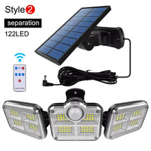 Load image into Gallery viewer, 122/333 LED Solar Motion Sensor Lights – IP65 Waterproof Outdoor Wall Lamp with 3 Modes for Garage, Yard & Corridor