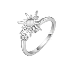 Load image into Gallery viewer, Anti-Stress Spinner Ring for Women – 18K Gold Plated Stainless Steel Fidget Ring with Sunflower & Star Design, Anxiety Relief Jewelry Gift