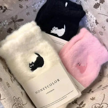 Load image into Gallery viewer, 3Pairs Premium Feel Cute Cat Cozy Hairy Mink Velvet Socks Autumn Winter Hosiery Thickened Plush Warm Sleep Home Fluffy Socks