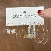 Load image into Gallery viewer, Gold Butterfly & Heart Dangle Earrings Set – Acrylic Drop Jewelry for Women