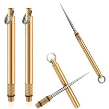 Load image into Gallery viewer, Titanium & Brass Toothpick with Waterproof Bottle Tool