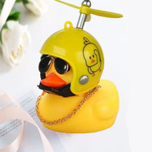 Load image into Gallery viewer, Car Duck With Helmet Broken Wind Pendant Small Yellow Duck Road Bike Motor Helmet Riding Cycling Accessories Without Lights