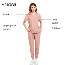 Load image into Gallery viewer, high quality elastic medical uniforms Paramedic Nurse Work healthcare workers Scrubs set beauty salons dental hospitals XS-XXL