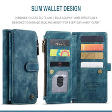 Load image into Gallery viewer, Vintage Card Holder Leather Wallet Case for iPhone 11 12 13 14 Pro Max Mini XR XS Max 8 7 6s Plus SE Storage Pocket Cover Flip Case PU Leather Protective Case With Magnetic Closure