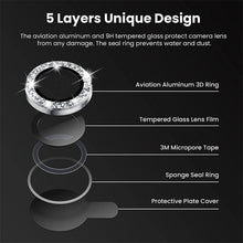 Load image into Gallery viewer, Diamond Camera Case For iPhone 14 13 Pro Max 12 Pro Max Camera Lens Protector Cover For iPhone11 Pro 12Pro Tempered Glass HD Clear Tempered Glass Camera Protector