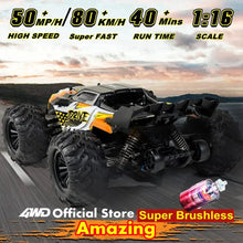 Load image into Gallery viewer, 4WD RC Off-Road Car - 1:16 High-Speed Brushless Truck, 50-80KM/H, 4x4 Drift Racing Toy for Kids & Adults