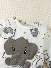 Load image into Gallery viewer, 2 PCS Baby Romper with Hat Set Long Sleeve Elephant Embroidery Outfit for Boys & Girls 0β2 Years