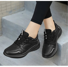 Load image into Gallery viewer, Women Running Shoes PU Leather Lace-up Men Warm Light Walking Sneaker Fitness Sport Flats Comfortable Black Size 35-44 Loafers