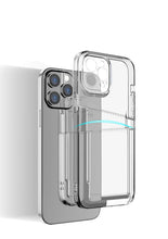 Load image into Gallery viewer, Transparent Shockproof Dual Card Slot Holder Phone Case For iPhone 13 12 11 Pro Max XR X XS Max 7 8 Plus 14Pro Wallet Transparent Soft Cover Card Storage Bumper Case For iPhone