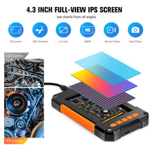 Load image into Gallery viewer, Industrial Endoscope Camera 1080P 4.3 Inch IPS Single Dual Lens Pipe Car Inspection Borescope IP68 Waterproof With LED